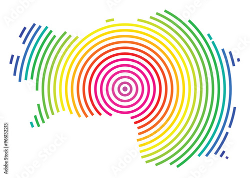 Symbol Map of the Bundesland Steiermark (Austria) showing the Bundesland with concentric circles in rainbow colors like a shooting target