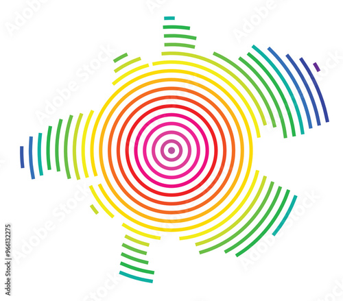 Symbol Map of the Bundesland Oberoesterreich (Austria) showing the Bundesland with concentric circles in rainbow colors like a shooting target
