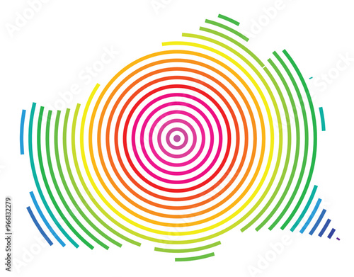 Symbol Map of the Bundesland Wien (Austria) showing the Bundesland with concentric circles in rainbow colors like a shooting target