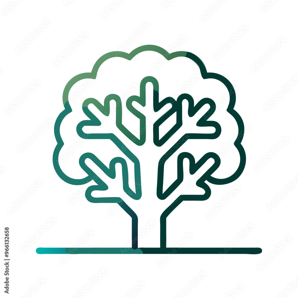 Outlined tree icon with stylized branches Outlined tree icon with stylized branches