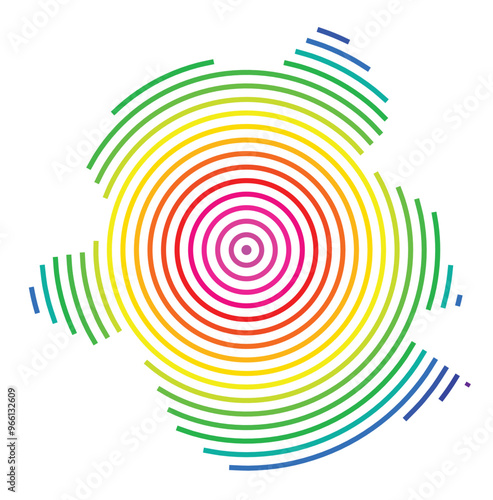 Symbol Map of the Capital Region Brussels (Belgium) showing the territory with concentric circles in rainbow colors like a shooting target