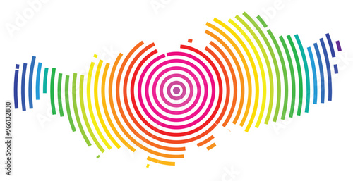 Symbol Map of the Province Walloon Brabant (Belgium) showing the territory with concentric circles in rainbow colors like a shooting target