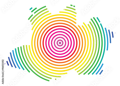 Symbol Map of the State Amazonas (Brazil) showing the territory with concentric circles in rainbow colors like a shooting target