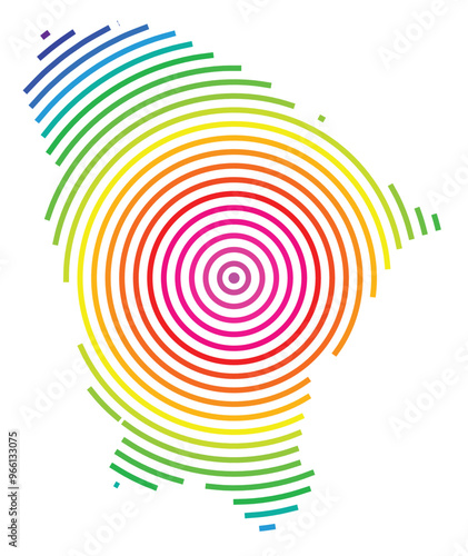 Symbol Map of the State Ceara (Brazil) showing the territory with concentric circles in rainbow colors like a shooting target