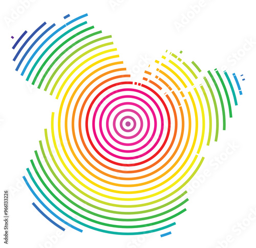 Symbol Map of the State Para (Brazil) showing the territory with concentric circles in rainbow colors like a shooting target