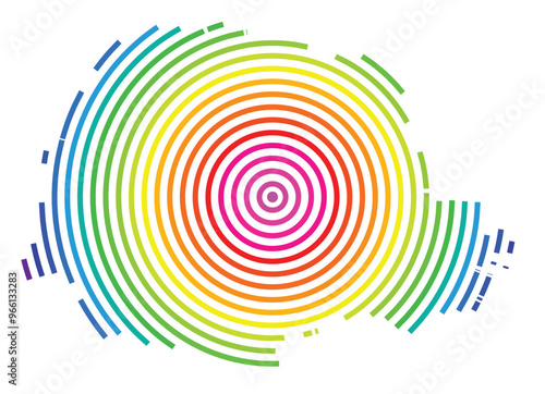 Symbol Map of the State Parana (Brazil) showing the territory with concentric circles in rainbow colors like a shooting target
