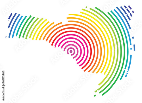 Symbol Map of the State Santa Catarina (Brazil) showing the territory with concentric circles in rainbow colors like a shooting target