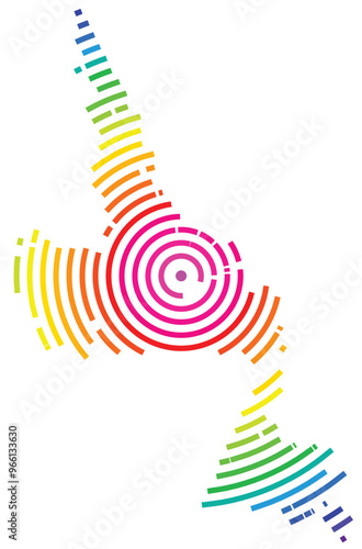 Symbol Map of the Province Newfoundland and Labrador (Canada) showing the territory with concentric circles in rainbow colors like a shooting target