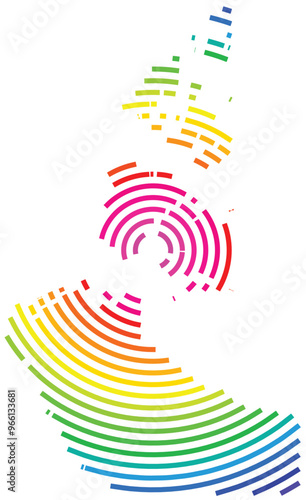 Symbol Map of the Territory Northwest Territories (Canada) showing the territory with concentric circles in rainbow colors like a shooting target