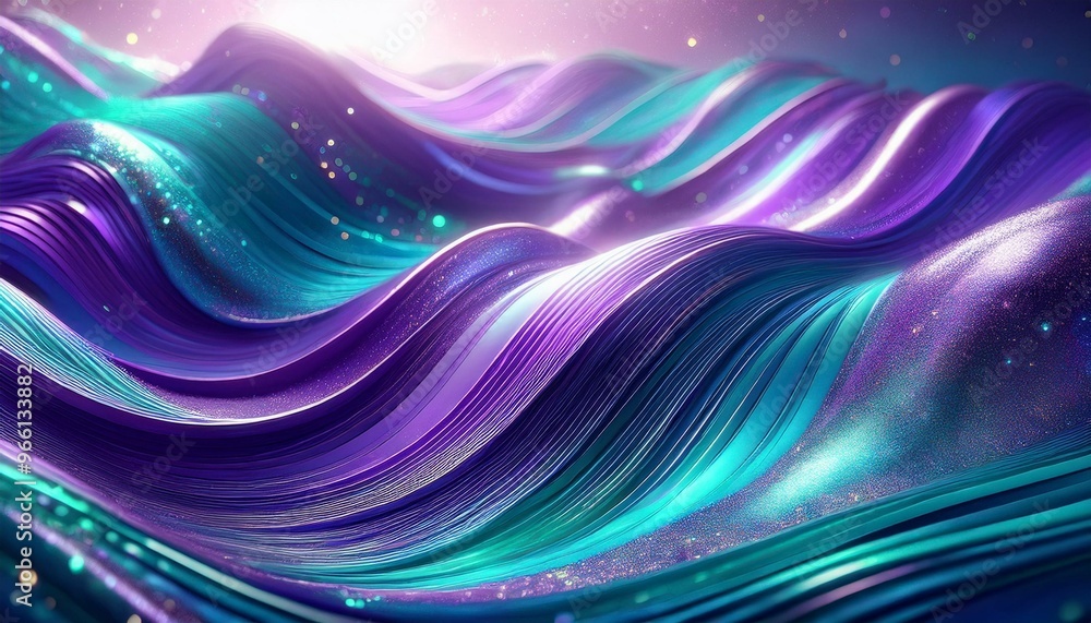 Vibrant Purple and Turquoise 3D Abstract Wave Background with Sparkling Details - Perfect for Digital Art, Modern Design, and Creative Projects Vibrant Purple and Turquoise 3D Abstract Wave Background with Sparkling Details - Perfect for Digital Art, Modern Design, and Creative Projects