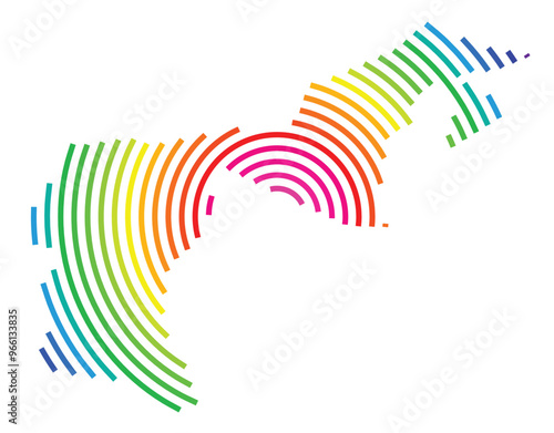 Symbol Map of the Kanton Appenzell Ausserrhoden (Switzerland) showing the Kanton with concentric circles in rainbow colors like a shooting target