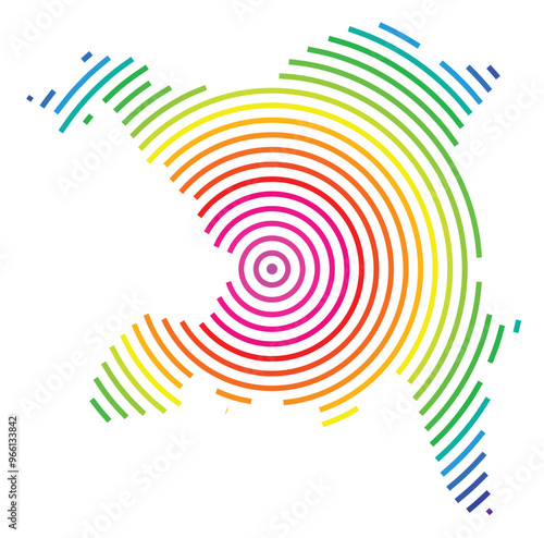 Symbol Map of the Kanton Aargau (Switzerland) showing the Kanton with concentric circles in rainbow colors like a shooting target
