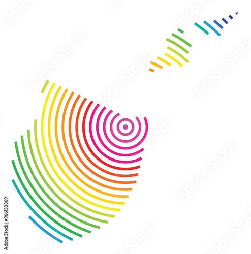 Symbol Map of the Kanton Appenzell Innerrhoden (Switzerland) showing the Kanton with concentric circles in rainbow colors like a shooting target