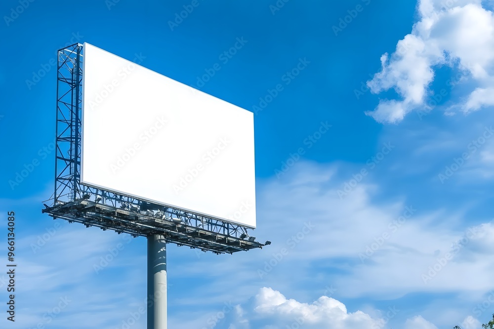 Blank Billboard with Blue Sky and Clouds Background Blank Billboard with Blue Sky and Clouds Background