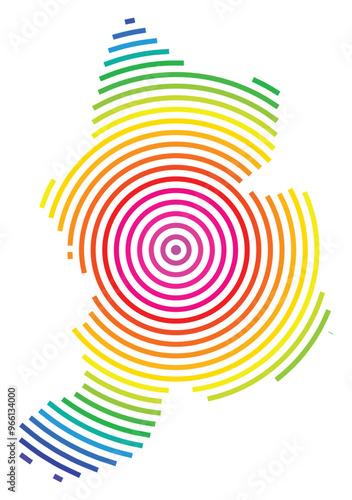 Symbol Map of the Kanton Glarus (Switzerland) showing the Kanton with concentric circles in rainbow colors like a shooting target