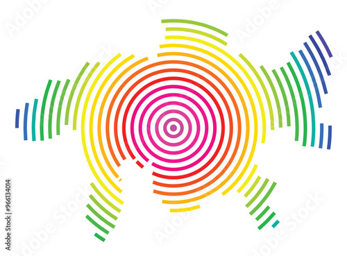 Symbol Map of the Kanton Graubuenden (Switzerland) showing the Kanton with concentric circles in rainbow colors like a shooting target