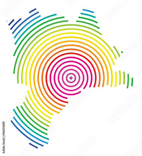 Symbol Map of the Kanton Lucerne (Switzerland) showing the Kanton with concentric circles in rainbow colors like a shooting target