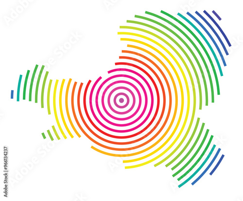 Symbol Map of the Kanton Schwyz (Switzerland) showing the Kanton with concentric circles in rainbow colors like a shooting target