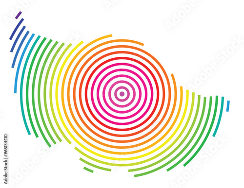 Symbol Map of the Kanton Zug (Switzerland) showing the Kanton with concentric circles in rainbow colors like a shooting target