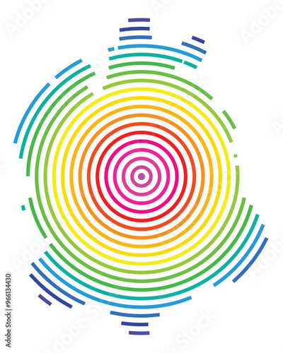 Symbol Map of the Kanton Zuerich (Switzerland) showing the Kanton with concentric circles in rainbow colors like a shooting target