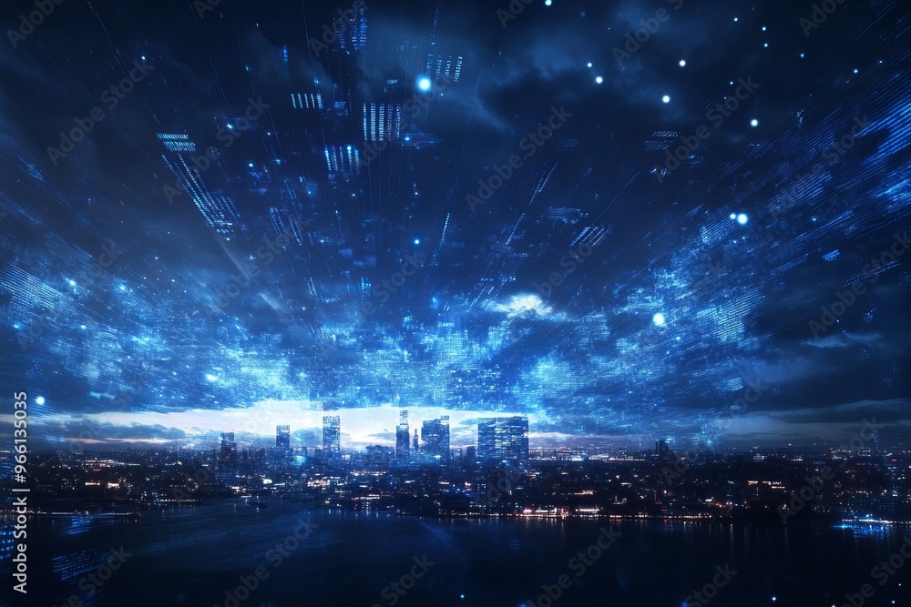 sky with futuristic hologram sky with futuristic hologram