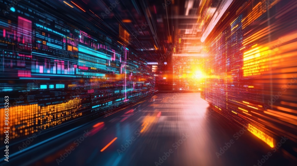 Digital Data Network Futuristic Cyber Space Information Highway Bright Lights Technology Abstract Digital Data Network Futuristic Cyber Space Information Highway Bright Lights Technology Abstract
