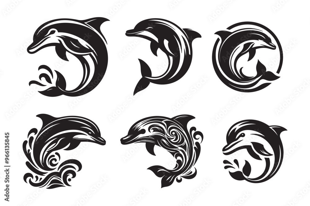 Dolphin silhouette vector illustrations Dolphin silhouette vector illustrations