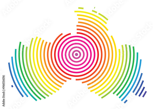 Symbol Map of the Region Liberecky (Czech Republic) showing the territory with concentric circles in rainbow colors like a shooting target