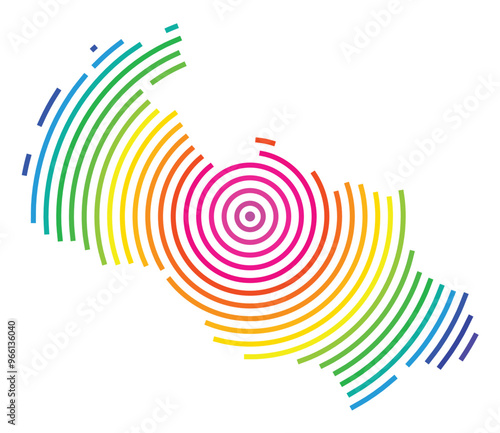 Symbol Map of the Region Moravskoslezsky (Czech Republic) showing the territory with concentric circles in rainbow colors like a shooting target