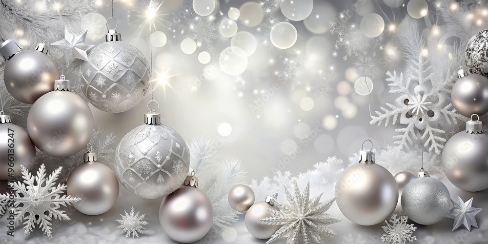 Festive Christmas background with elegant silver decorations, Christmas, background, holiday, Noel, silver, decor, ornaments Festive Christmas background with elegant silver decorations, Christmas, background, holiday, Noel, silver, decor, ornaments
