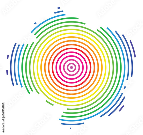 Symbol Map of the Region Vysocina (Czech Republic) showing the territory with concentric circles in rainbow colors like a shooting target