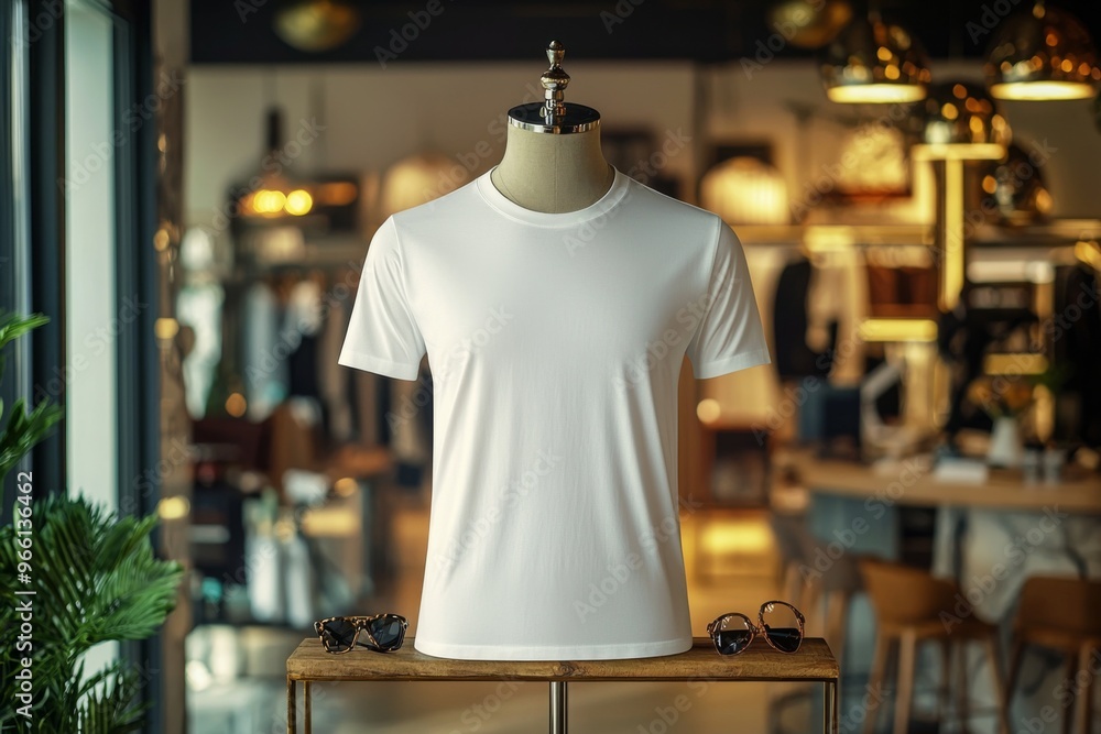 Tshirt on stylish mannequin in boutique background created with Generative AI Tshirt on stylish mannequin in boutique background created with Generative AI