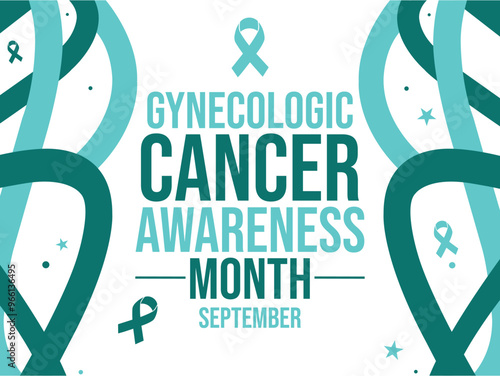 Gynecologic Cancer Awareness Month is observed every year is September, backdrop with ribbons and text