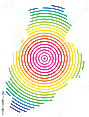 Symbol Map of the County Jaerva (Estonia) showing the territory with concentric circles in rainbow colors like a shooting target