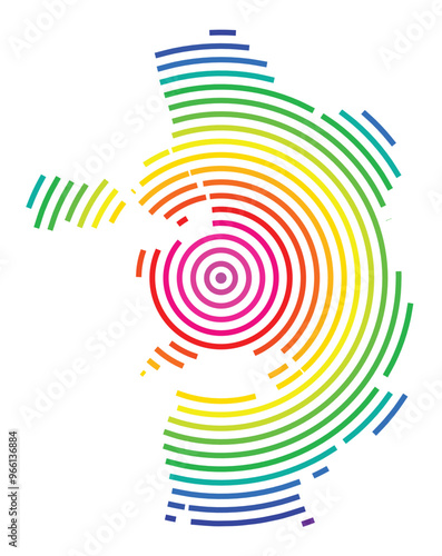 Symbol Map of the County Laeaene (Estonia) showing the territory with concentric circles in rainbow colors like a shooting target