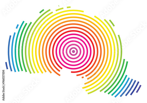 Symbol Map of the County Polva (Estonia) showing the territory with concentric circles in rainbow colors like a shooting target