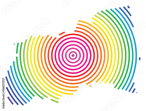 Symbol Map of the County Tartu (Estonia) showing the territory with concentric circles in rainbow colors like a shooting target