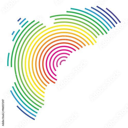 Symbol Map of the Provincia Alicante (Spain) showing the territory with concentric circles in rainbow colors like a shooting target