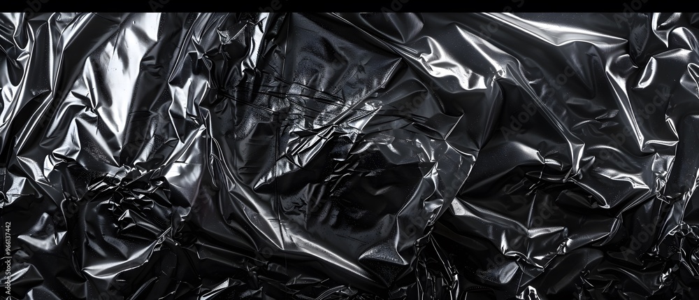 Close-up of Crumpled Black Plastic Wrap Close-up of Crumpled Black Plastic Wrap
