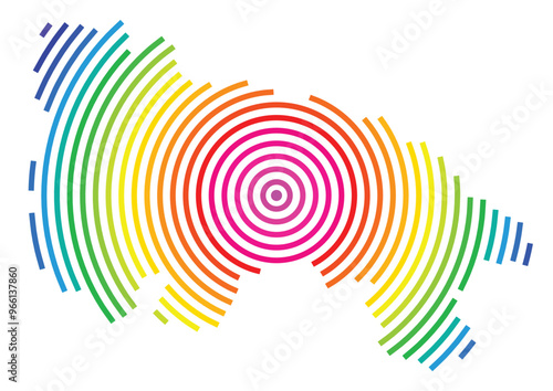 Symbol Map of the Provincia La Rioja (Spain) showing the territory with concentric circles in rainbow colors like a shooting target