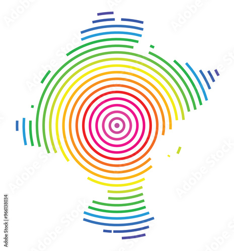 Symbol Map of the Provincia Navarra (Spain) showing the territory with concentric circles in rainbow colors like a shooting target