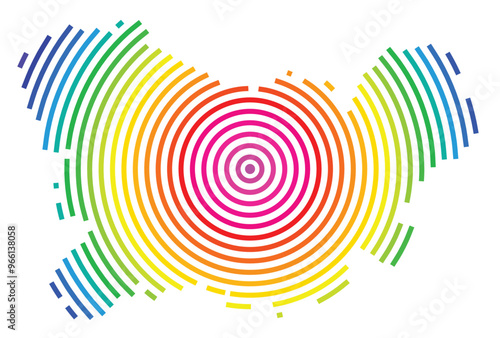 Symbol Map of the Provincia Orense (Spain) showing the territory with concentric circles in rainbow colors like a shooting target