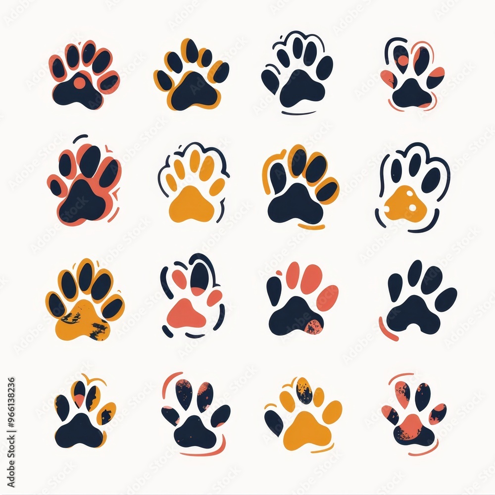 Paw footprint icon, animal foot print, dog graffiti spray step, wolf trail, bear trace silhouette, paw footprint Paw footprint icon, animal foot print, dog graffiti spray step, wolf trail, bear trace silhouette, paw footprint