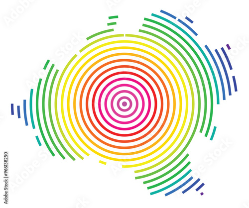 Symbol Map of the Provincia Soria (Spain) showing the territory with concentric circles in rainbow colors like a shooting target