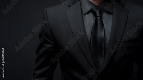 Close-up of a Man's Black Suit and Tie