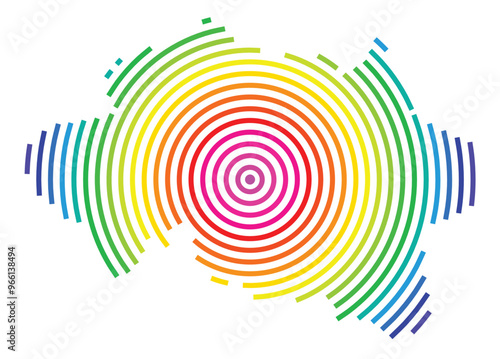 Symbol Map of the Departement Allier (France) showing the territory with concentric circles in rainbow colors like a shooting target