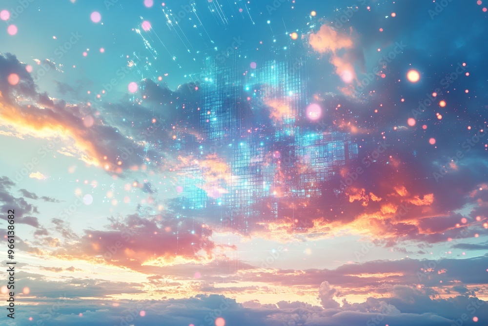 Fototapeta premium sky with futuristic hologram