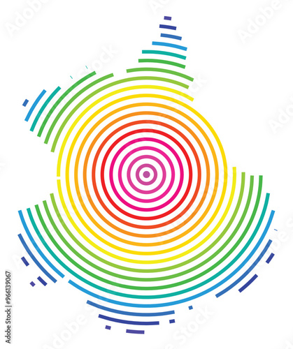 Symbol Map of the Departement Eure-et-Loir (France) showing the territory with concentric circles in rainbow colors like a shooting target