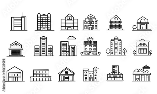 House and building icon set. Building and architecture icons collection