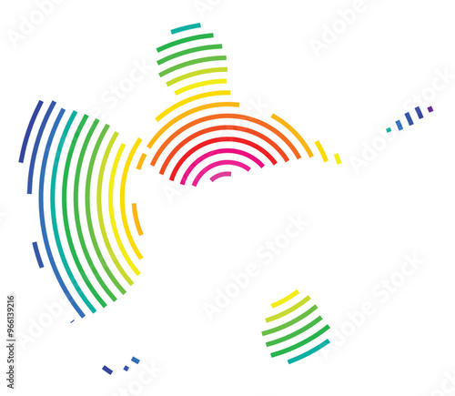 Symbol Map of the Overseas department Guadeloupe (France) showing the territory with concentric circles in rainbow colors like a shooting target